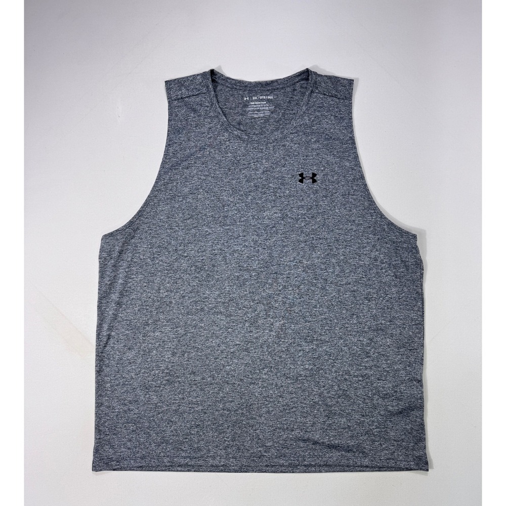 Under Armour Mens 3XL The Tech Tank Gray Heather Sleeveless Gym Shirt 98055